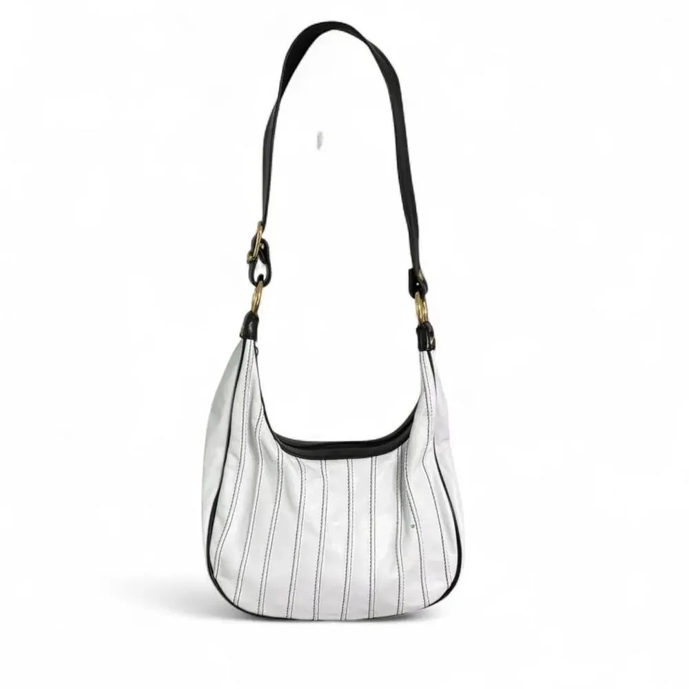 Marino Orlandi White Vintage Genuine Leather Hobo Designer Bag Made In Italy